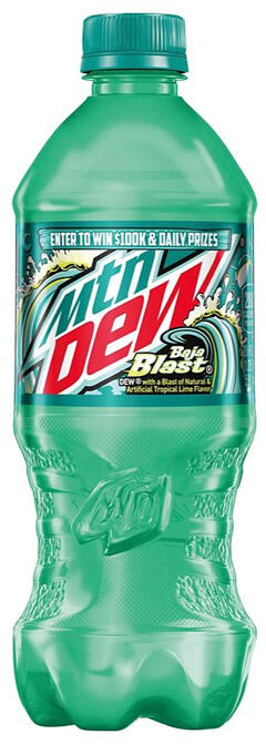 an image of a bottle of mountain dew baja blast.